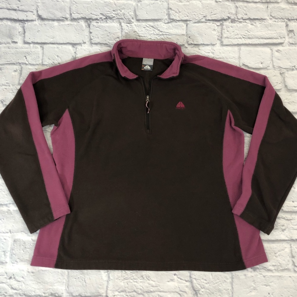 Nike ACG Fleece quarter zip pullover sweatshirt Pink brown Size XL